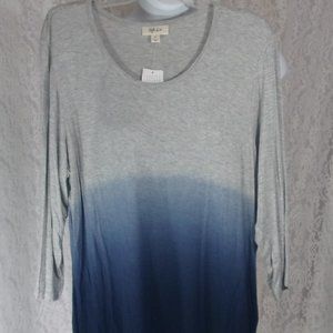 Style & Co Gray Dipped Dyed Blues Knit Top NWT Size L